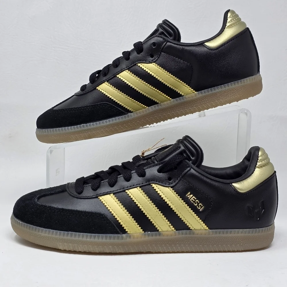 Adidas Samba x Messi J Black/Gold Metallic/Gum JR6349 Soccer Youth Size 5 New